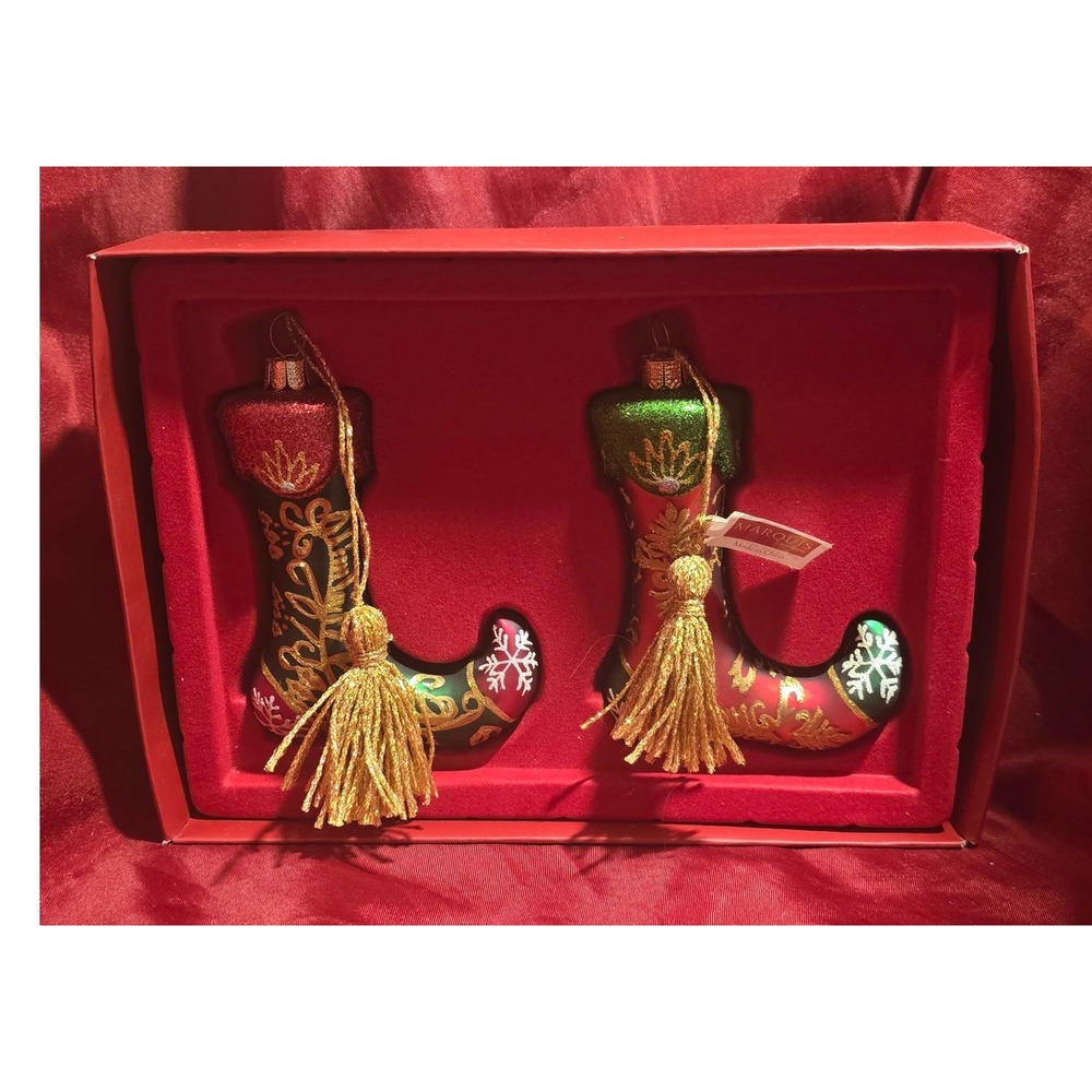 Marquis by Waterford Christmas Stockings Set of 2 Glass Ornaments 155195